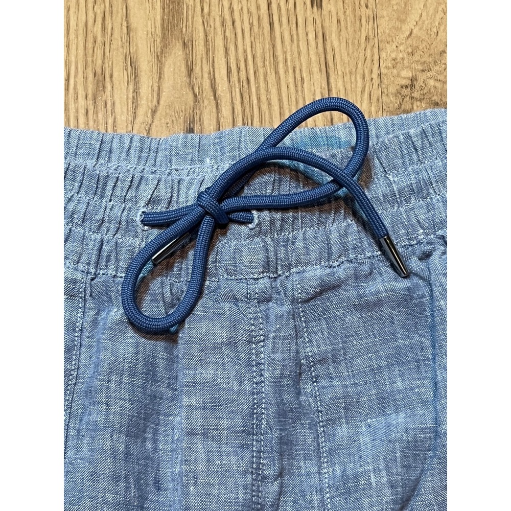 Athleta Linen Pants Women Size 0 Blue Wide Leg Elastic Waist Drawstring Pull On - Picture 3 of 12